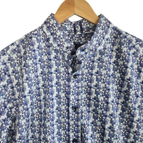 Robert Graham Mens Tailored Fit Long Sleeve Geometric Print Shirt Large - Picture 2 of 7